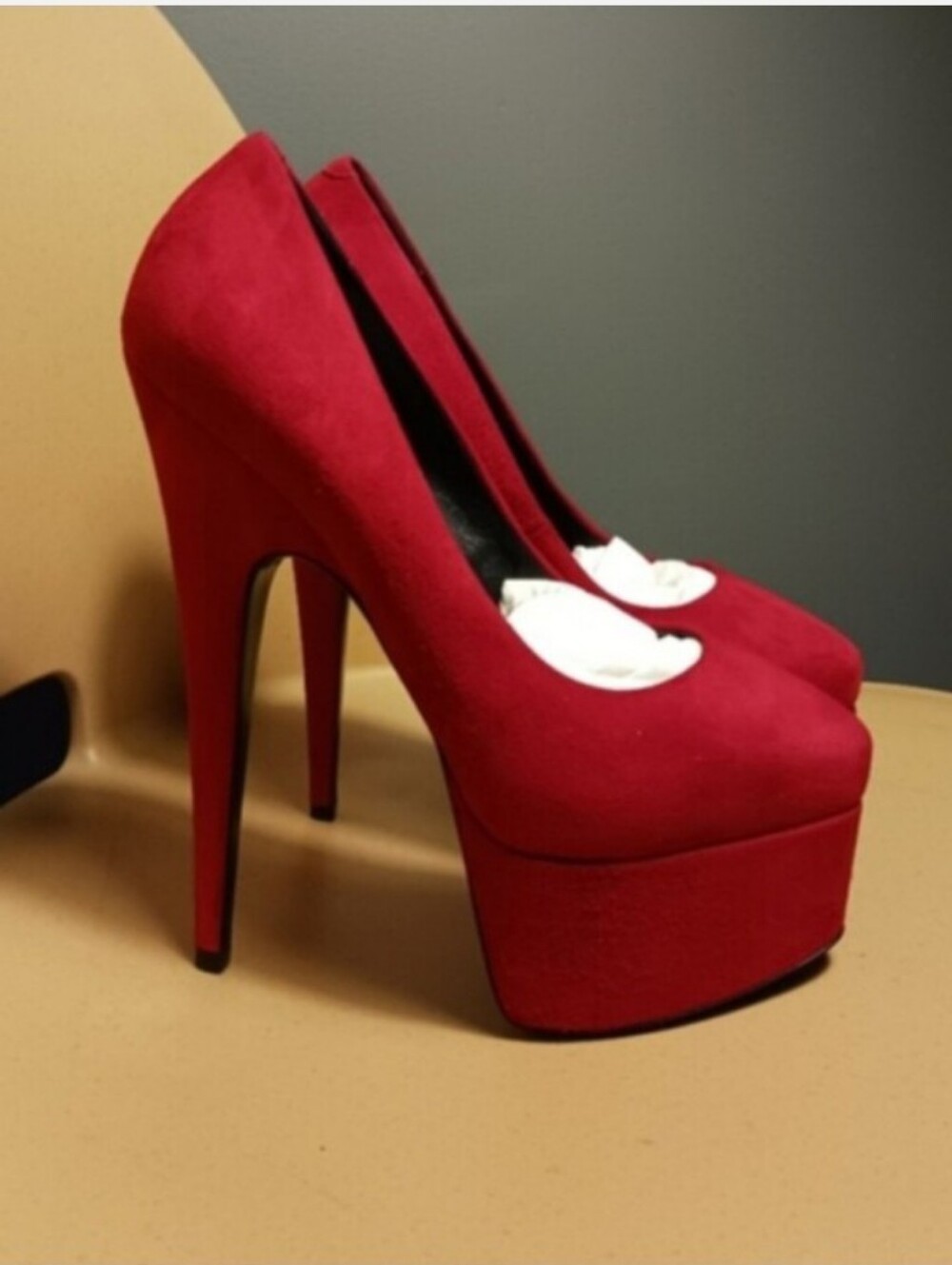 Giuseppe Zanotti DEBRA Red Platform Pumps - Suede High Heels Size 37